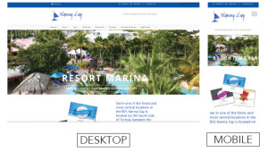 Desktop and mobile versions of Nanny Cay's responsive web site