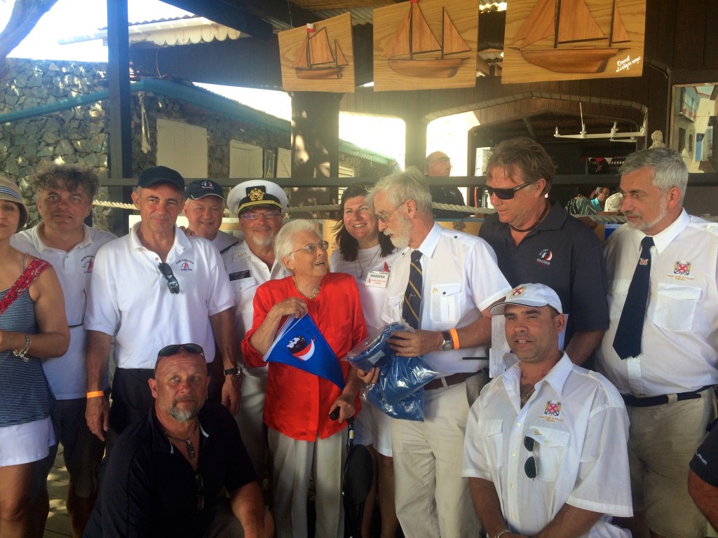 The Polish Sailing Association members celebrating the Wagner / BVI history with Mrs. Mabel Wagner.