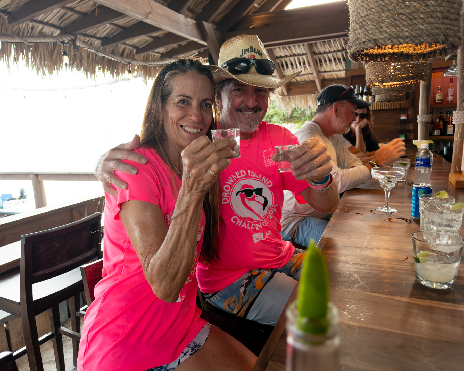 Post-race refreshment a The Lobster Trap after sunset paddleboard race